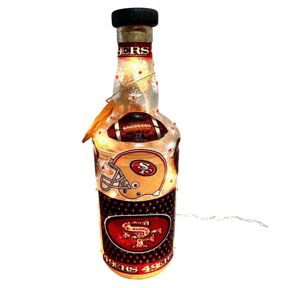 SAN FRANCISCO 49ERS  Glass Bottle w/Lights Unique Gift Idea - Picture 1 of 9